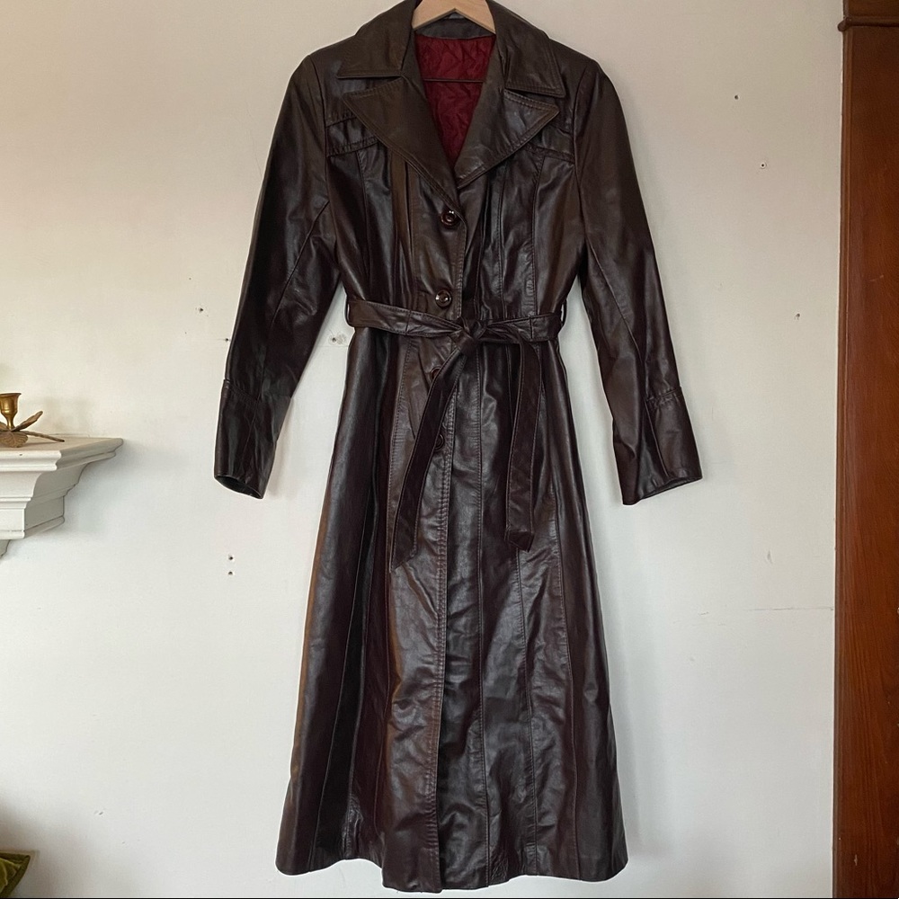 Vintage Etienne Aigner Burgundy leather coat